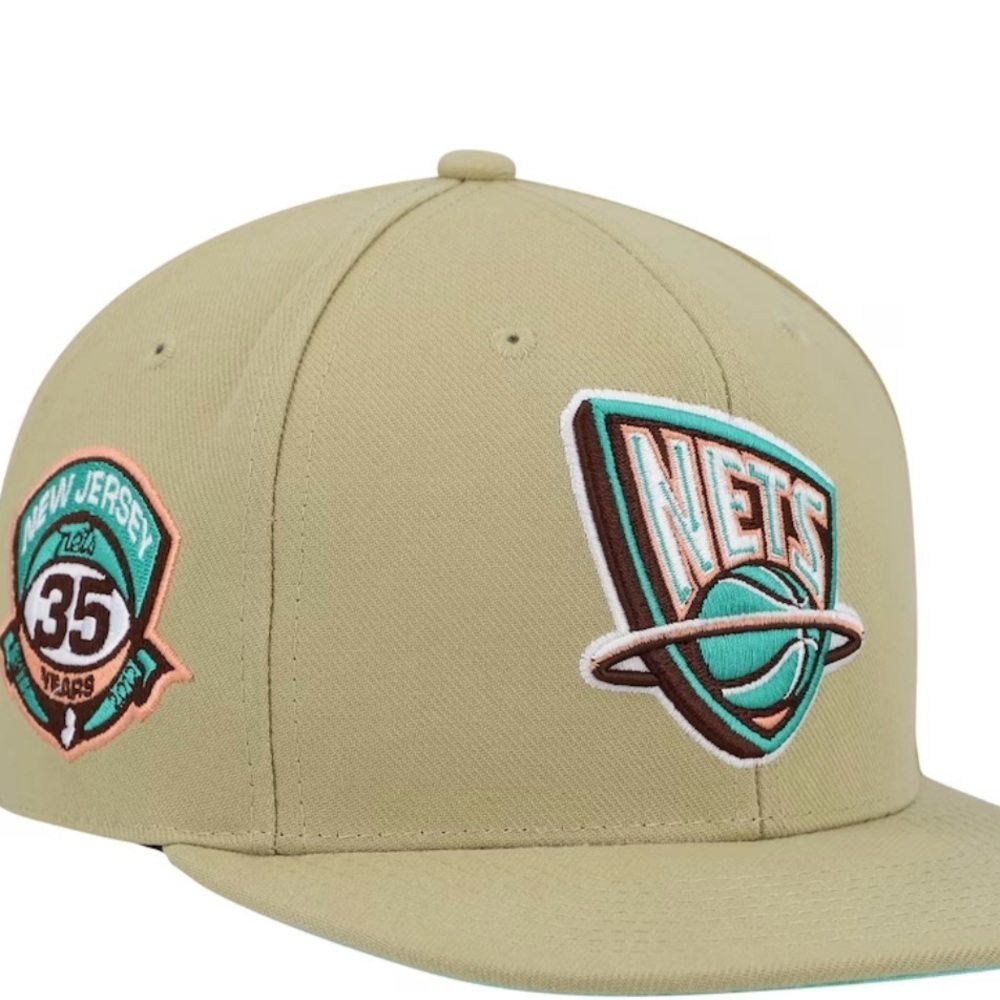 Men's New Jersey Nets Mitchell & Ness Khaki 35th Anniversary Hardwood Classics